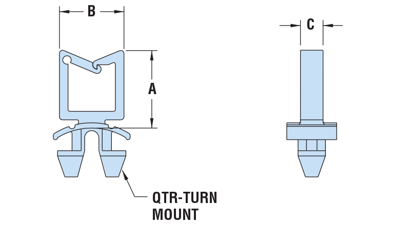 Quarter-Turn Mount Wire Clips CHQTM Series drawing